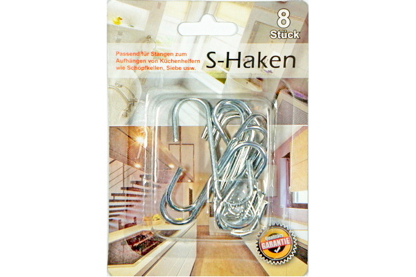 S-Haken S-Koukku pakkaus, 8kpl, 5.5cm